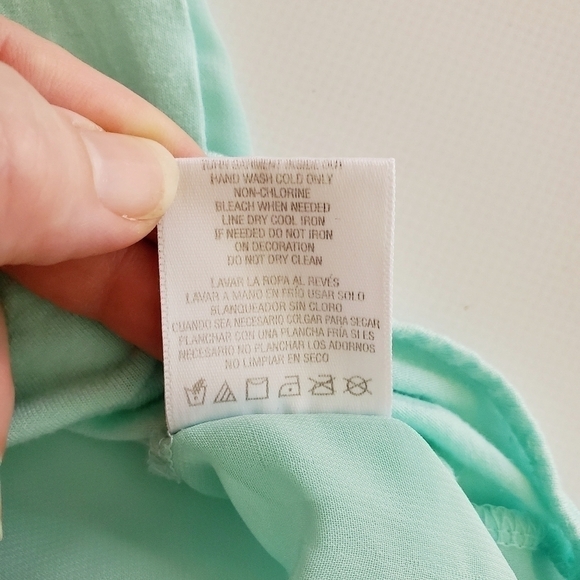 1054 * Bongo Studded Collar Sheer Button Down Mint Size 1X - Picture 5 of 9